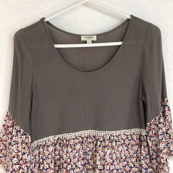 Umgee Womens Tiered Mix Print Floral Boho Tunic Mini Dress Size Small - Picture 3 of 14